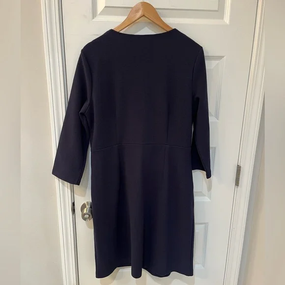 NWT! Boden Navy Ribbed Brontë Ottoman V Neck Knee Length Dress 3/4 Sleeve Sz 12 - Picture 4 of 11